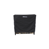 Woodhaven Full Firewood Rack Cover on firewood rack in outdoor setting