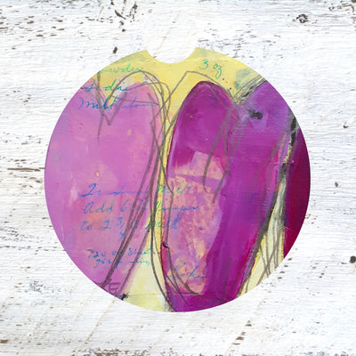 Car Coaster: Pink Hearts. Artist Christi Dreese by Dreese Fine Art - Resin Society