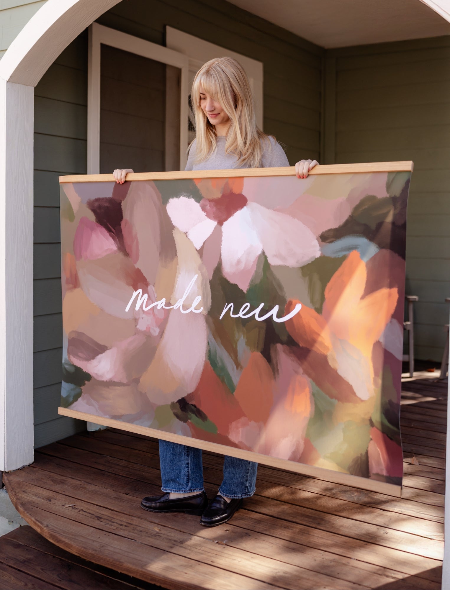 Large Canvas with Banner Wood: Made New by jenessawaitshop - product image 2 for Resin Society