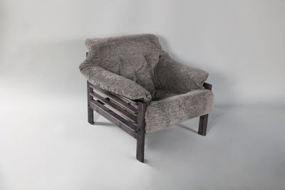Chair & Ottoman – Oswalt Sterling with Tiger Maple Arms (Black) by Enrico Bartolini - product image 4 for Resin Society