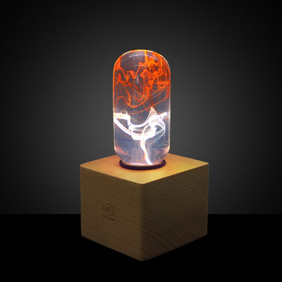 EP Light Tango Resin Table Lamp with wooden base and LED bulb