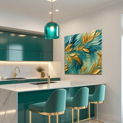 Abstract Gold And Blue Frosty Wall Art by Tailored Canvases - product image 5 for Resin Society