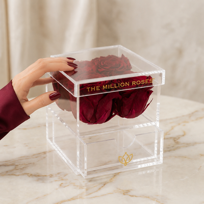 Acrylic 4 Drawer Box | Magenta Roses