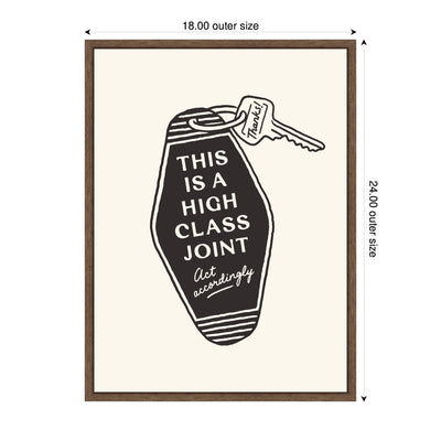 Retro Keychain This is a High Class Joint Black and White by Lucky Guava Framed Canvas Wall Art Print