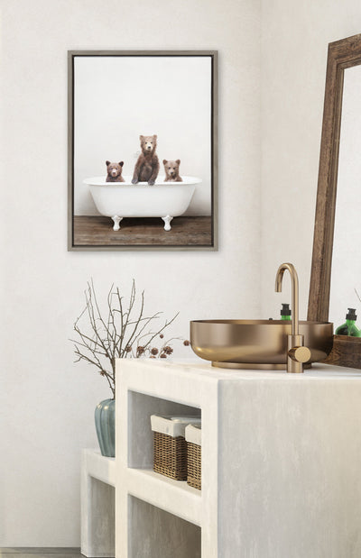 Sylvie Three Little Bears in Vintage Bathtub Framed Canvas