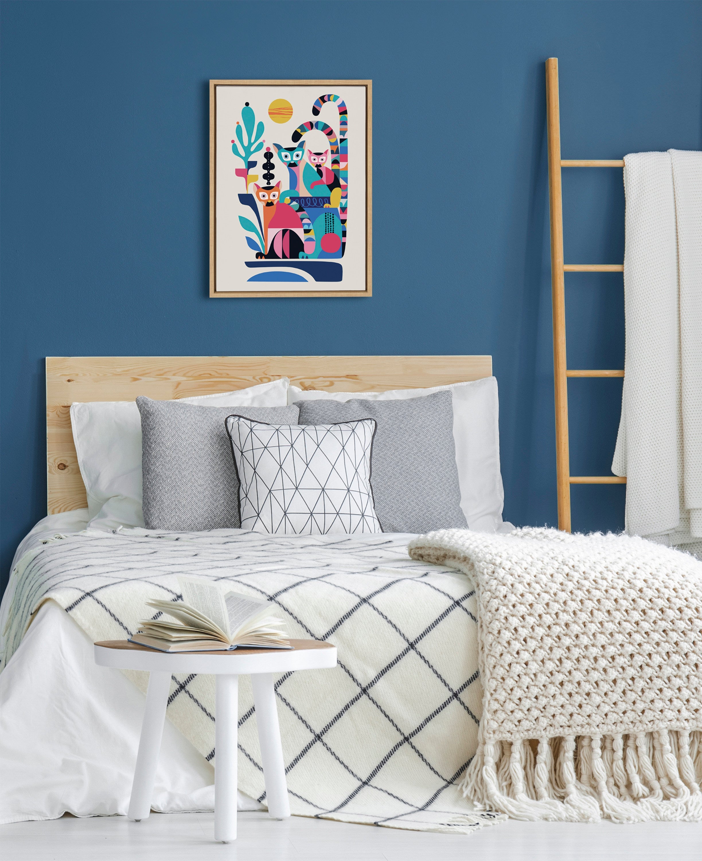 Sylvie Mid Century Modern Lemur Framed Canvas by Rachel Lee
