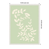 Framed canvas print with pale green background featuring an off-white botanical design of stylized flowers and leaves