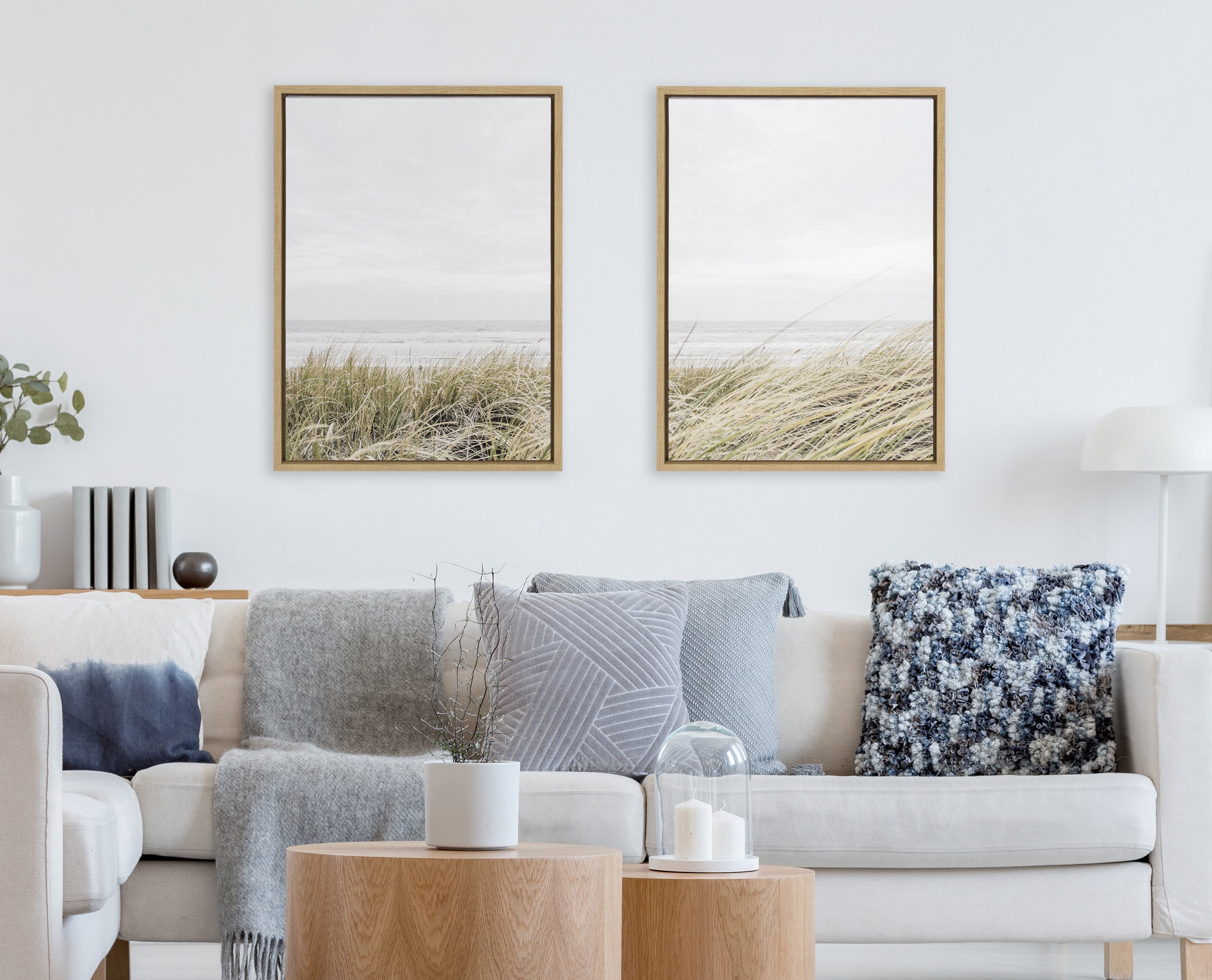 Sylvie East Beach Left and Right Framed Canvas by kateandlaurel - product image 6 for Resin Society