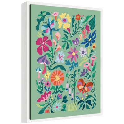 Sylvie Wild flowers and Butterflies framed canvas art by Rachel Lee, showing detailed floral and butterfly imagery in soft natural tones