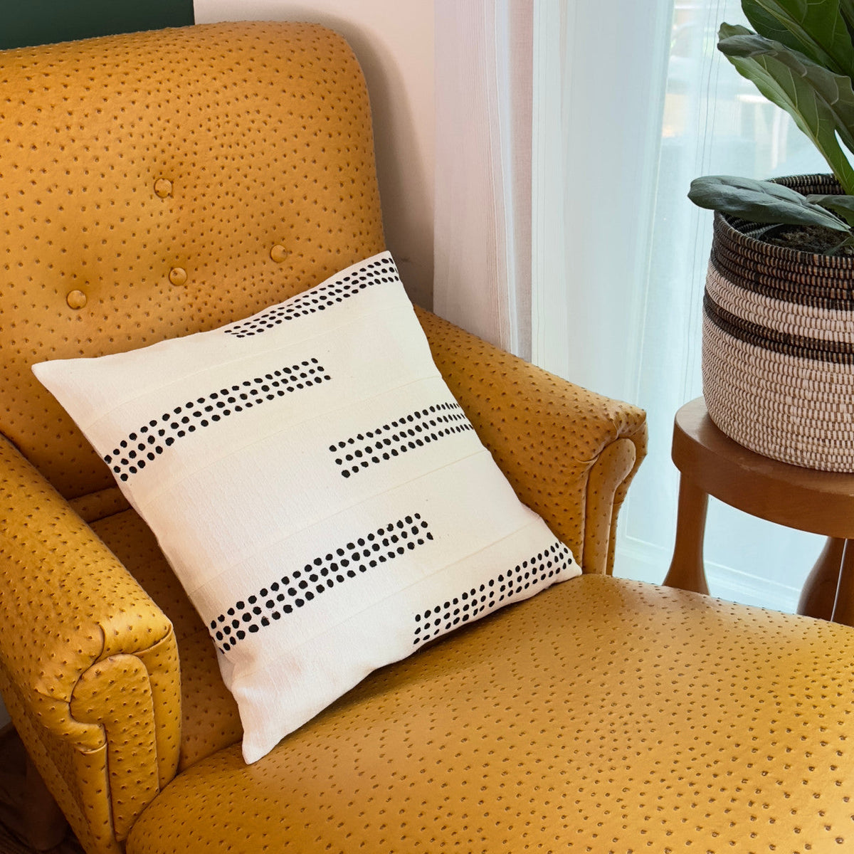 Boho Dots White Sadza Pillow by Mbare Ltd - product image 4 for Resin Society