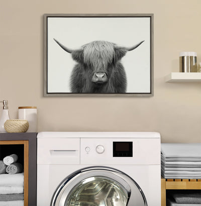 Sylvie Hey Dude Highland Cow Framed Linen Canvas by kateandlaurel - product image 13 for Resin Society