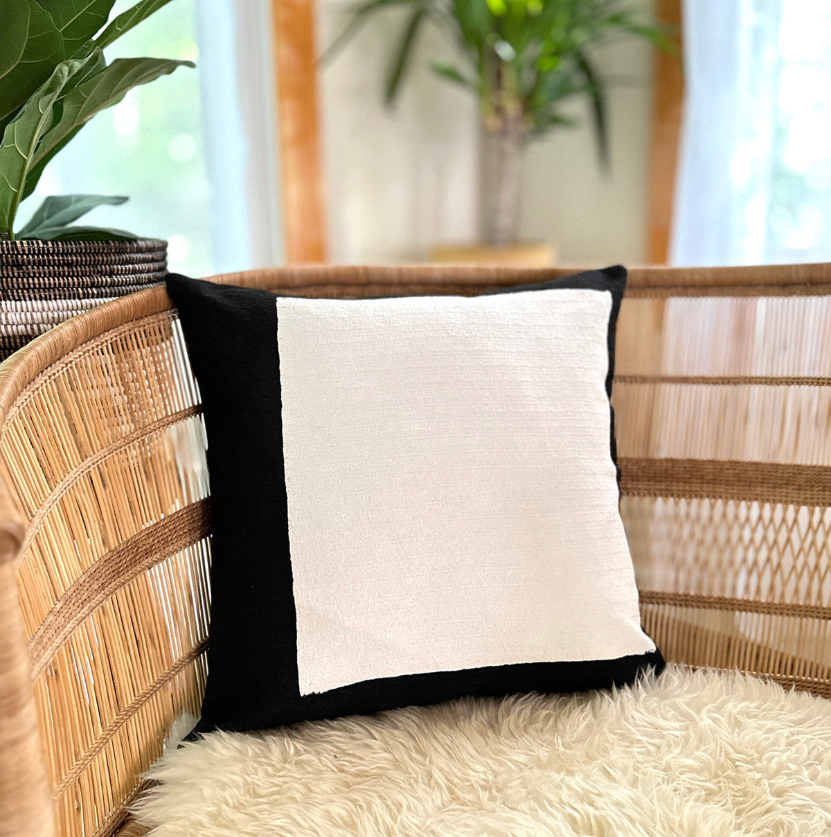 Black + White Squares Sadza Pillow by Mbare Ltd - main product image for Resin Society