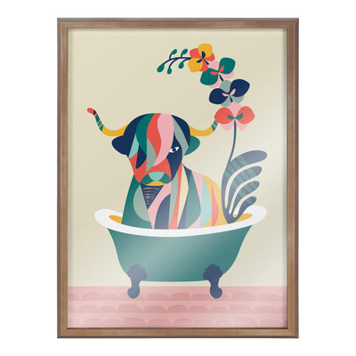 Blake Mid Century Modern Cow in Bathtub Framed Printed Glass by kateandlaurel - product image 14 for Resin Society