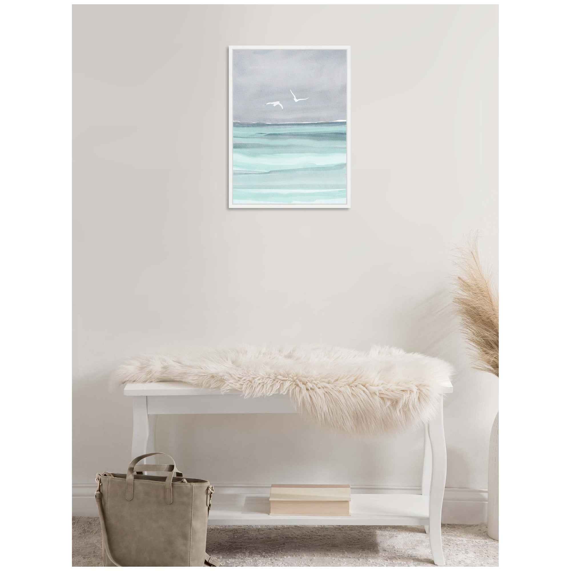 Sylvie Sea and Seagulls Framed Canvas by Nikita Jariwala
