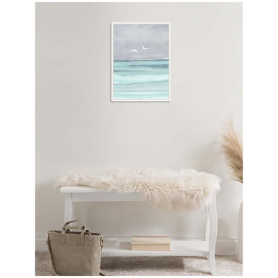 Sylvie Sea and Seagulls Framed Canvas by Nikita Jariwala