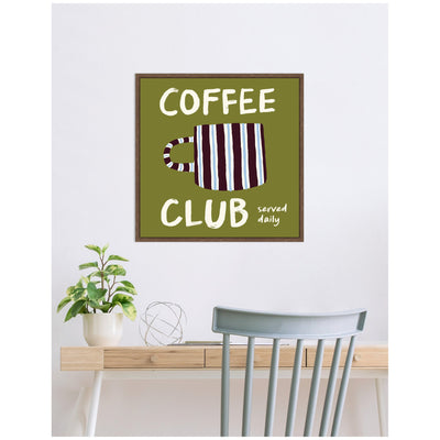 Coffee Club Kitchen Sage Green by Lucky Guava Framed Canvas Wall Art Print