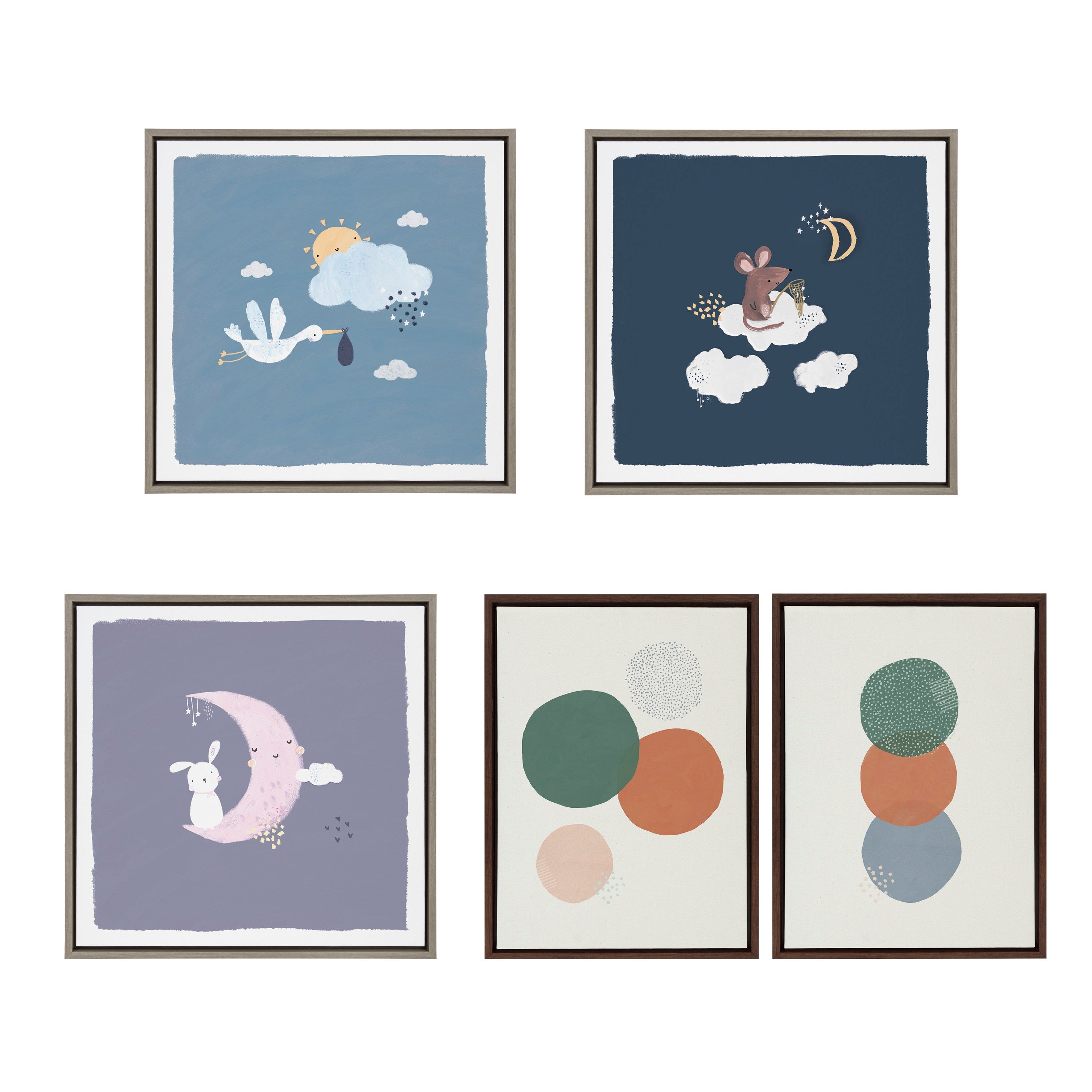 Sylvie Abstract Soft Circles Part 1 and 2 Framed Canvas Set by by kateandlaurel - product image 4 for Resin Society