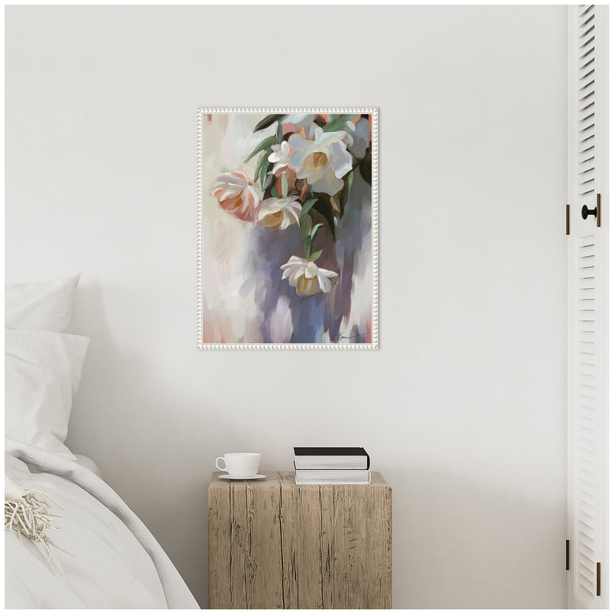 Sylvie Dangle Thumb Pastel Flower Bouquet Framed Canvas by Mary Sparrow