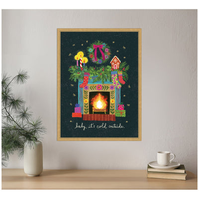 Sylvie Framed Canvas Christmas Fireplace by Shannon Snow