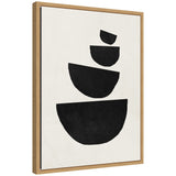 Stacked black semicircles of decreasing size centered on a white background, framed in light wood with a thin black inner border, shown angled slightly.
