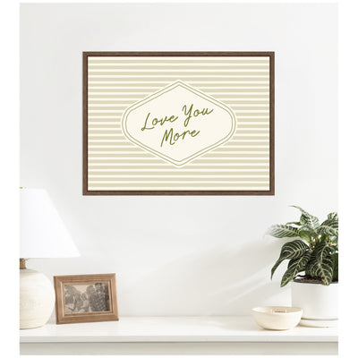 Retro Love You More Sage Green Striped by Lucky Guava Framed Canvas Wall Art Print