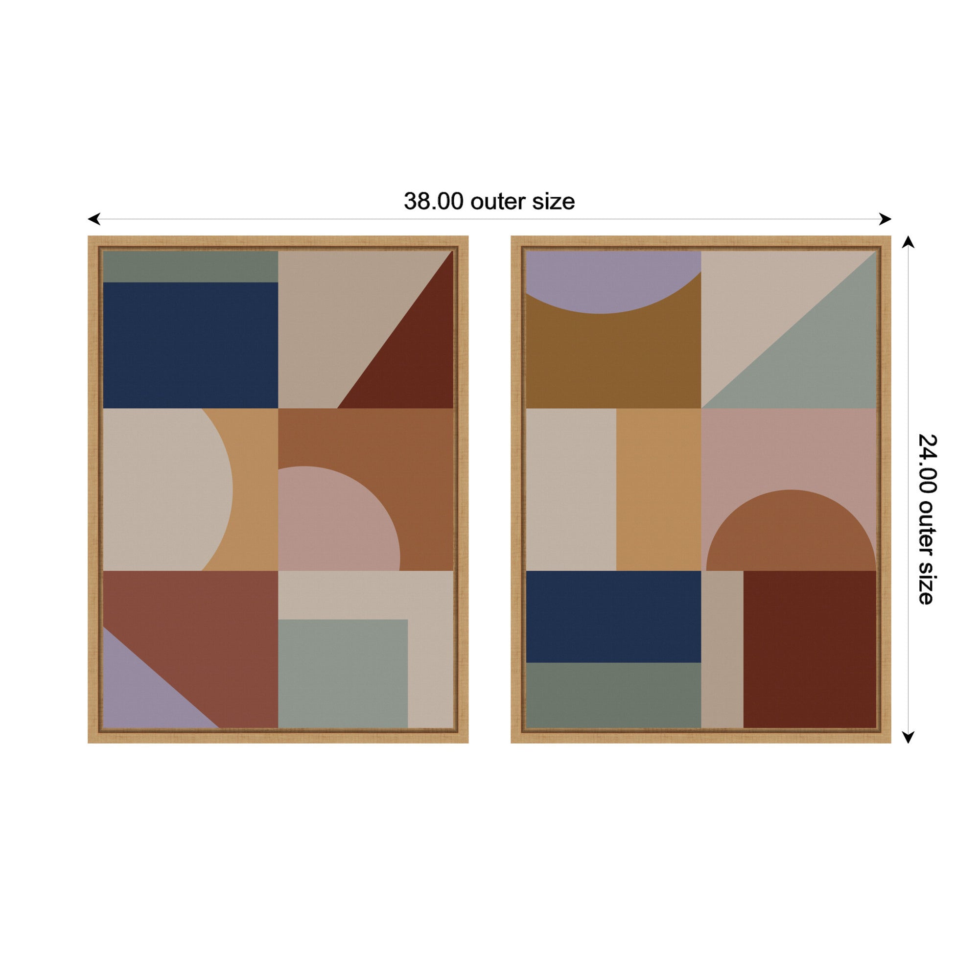 Modern Bohemian Pattern 2 Piece Framed Canvas Wall Art Set