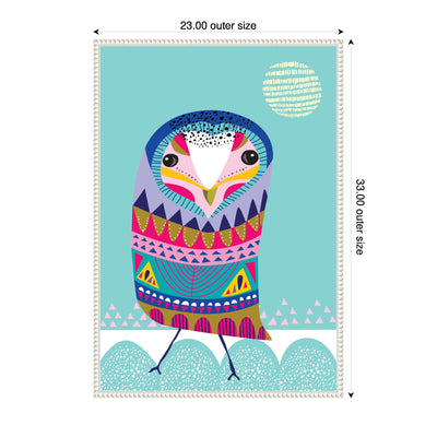 Sylvie Boho Colorful Folk Owl Framed Canvas by Rachel Lee