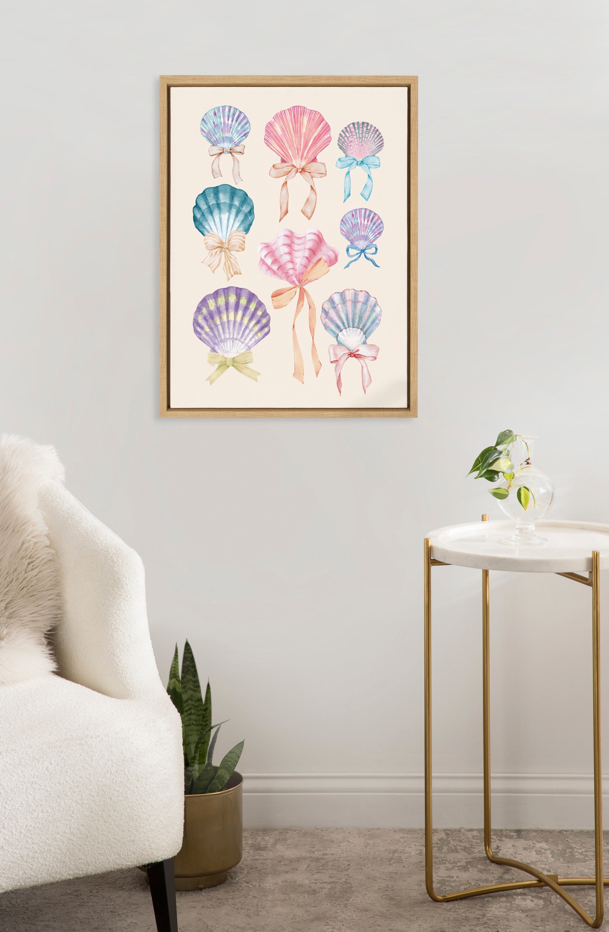 Sylvie Seashell Bows Framed Canvas by Honey Island Studio