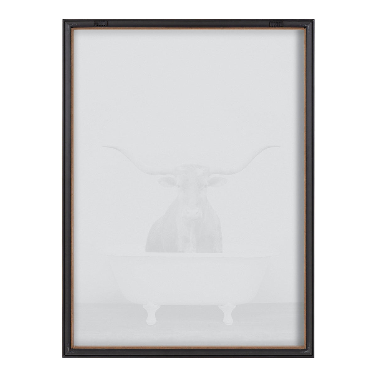 Blake Longhorn BW Bathroom Framed Printed Glass by kateandlaurel - product image 4 for Resin Society