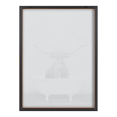 Blake Longhorn BW Bathroom Framed Printed Glass by kateandlaurel - product image 4 for Resin Society
