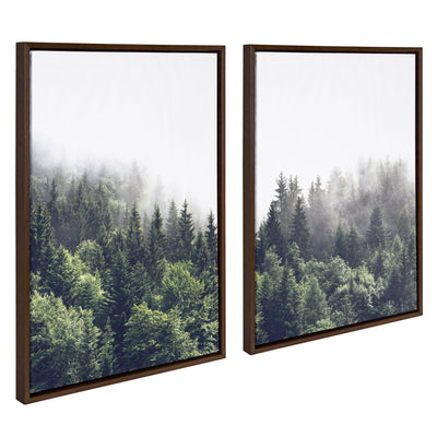 Sylvie Lush Green Forest on a Foggy Day Framed Canvas Set by The