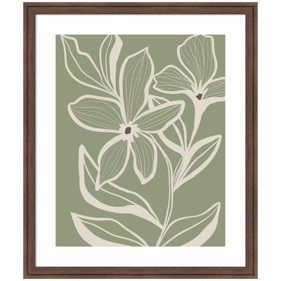 Framed wall art print titled Delicate Flowers with Veins by Nikita Jariwala showing detailed botanical illustration of flowers with visible veins