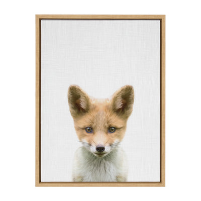 Sylvie Baby Fox Color Illustration Framed Canvas by Simon Te of Tai Prints