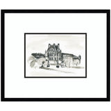 Postcard Paris by Teju Reval Framed Wall Art Print in svelte noir black frame hanging on wall