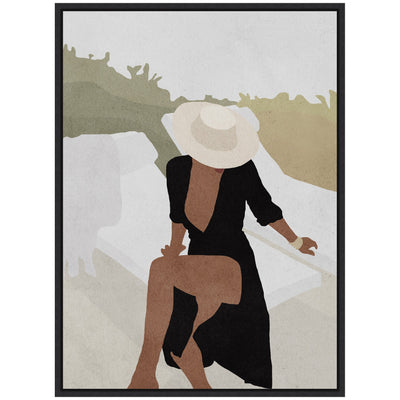 Sylvie Elegant Woman in Hat Framed Canvas by July Art Prints