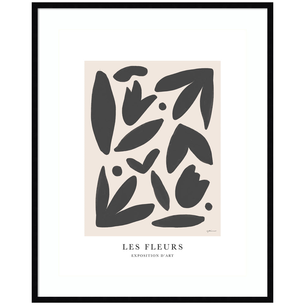 Exposition d Art Les Fleurs framed wall art print by Gabrielly Guedes showing floral imagery in a neutral frame