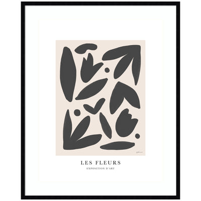 Exposition d Art Les Fleurs framed wall art print by Gabrielly Guedes showing floral imagery in a neutral frame