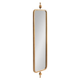 Kasota Metal Framed Mirror showing rectangular metal frame with decorative accents on top and bottom.