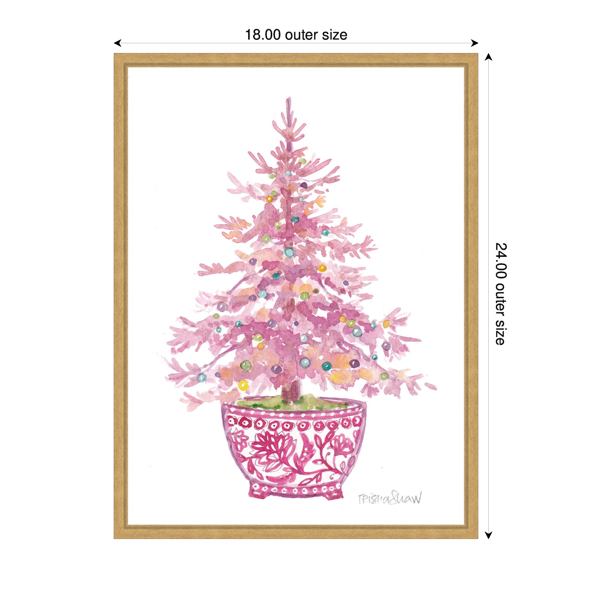 Sylvie Framed Canvas Pink Christmas Tree by Patricia Shaw