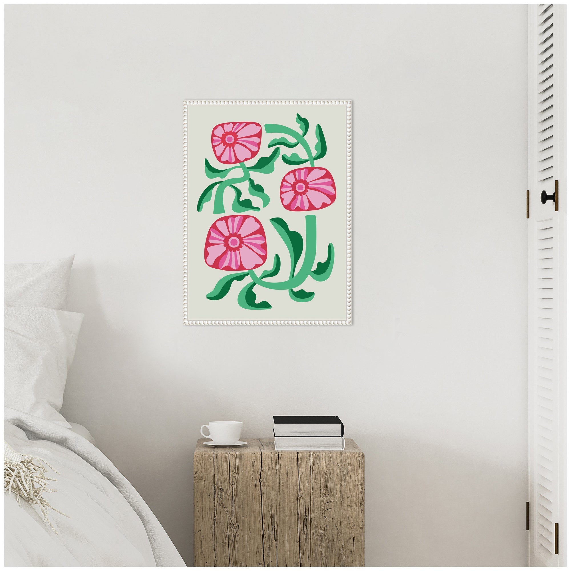 Sylvie Retro Flowers Framed Canvas by Rachel Lee