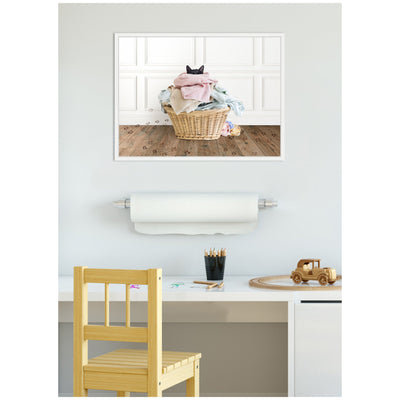 Sylvie Cat in a Basket Traditional Laundry Framed Canvas by Amy Peterson