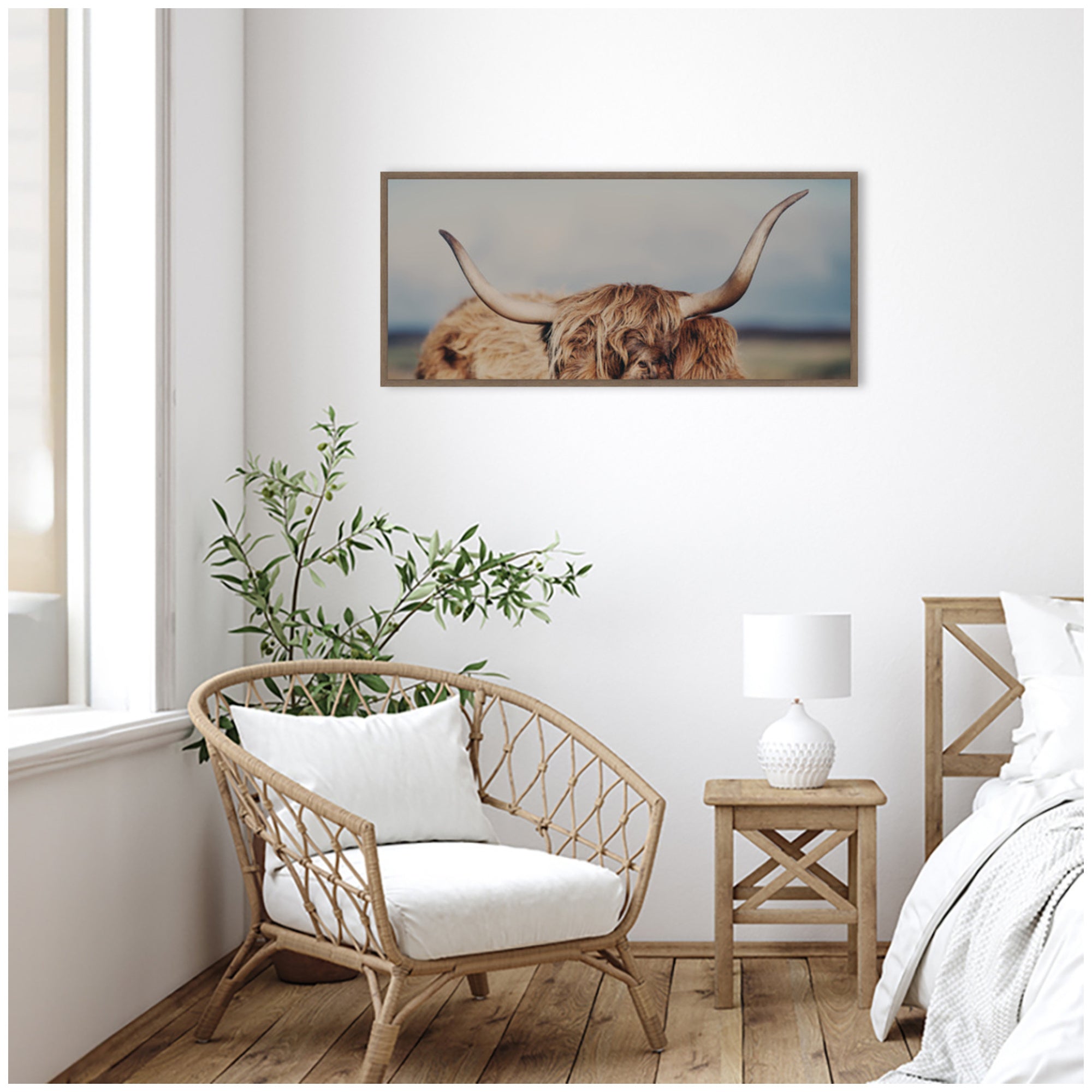 Highland Cow IX Close Panel by Laura Evans Framed Canvas Wall Art Print
