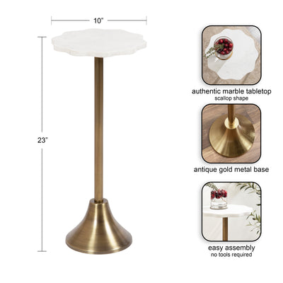 Sanzo Scalloped Marble and Metal Table