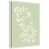 Country Chintz Botanical Pale Green framed canvas wall art by Vicky Yorke in Sylvie Beaded white frame