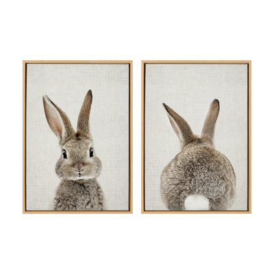 Sylvie Bunny Portrait and Bunny Tail Framed Canvas Art Set by Amy Peterson Art Studio