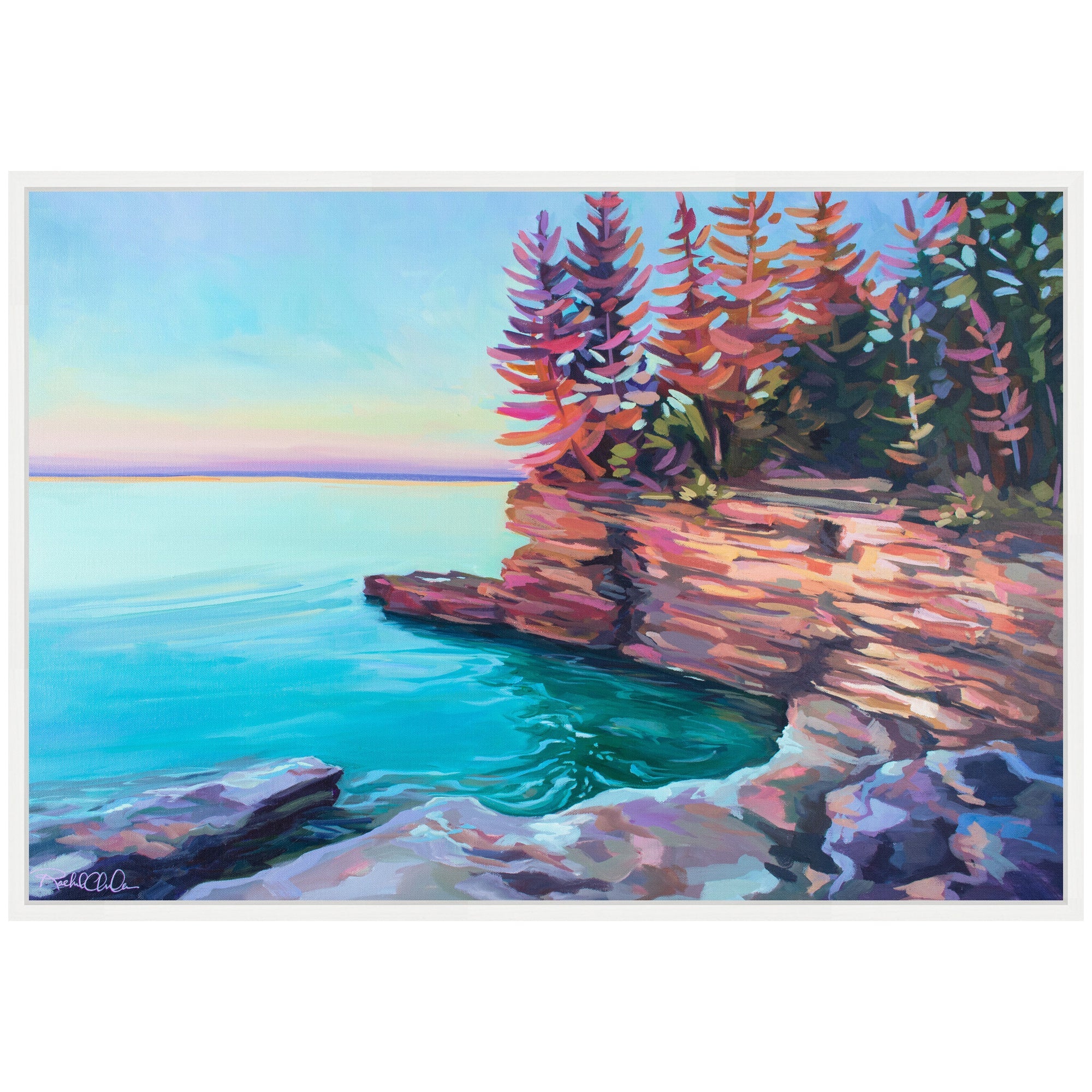 Sylvie Cave Point at Sunrise Framed Canvas by Rachel Christopoulos