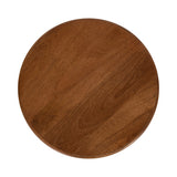Round wooden tabletop with a warm brown finish and subtle natural grain patterns, shown from a top-down view with smooth edges.
