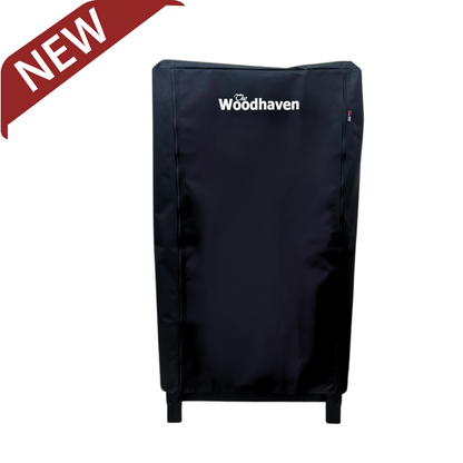 Woodhaven 4 ft tall by 2 ft wide black steel firewood rack with optional cover