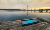 5 Stripe Lobster Rope Mat in Black, Teal, and Light Gray by Little Salty Rope