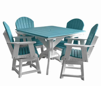 5 pc Table Set - 42" Square Table with 4x Swivel Adirondack Chairs - In by Dutch Country Patio, LLC - main product image for Resin Society